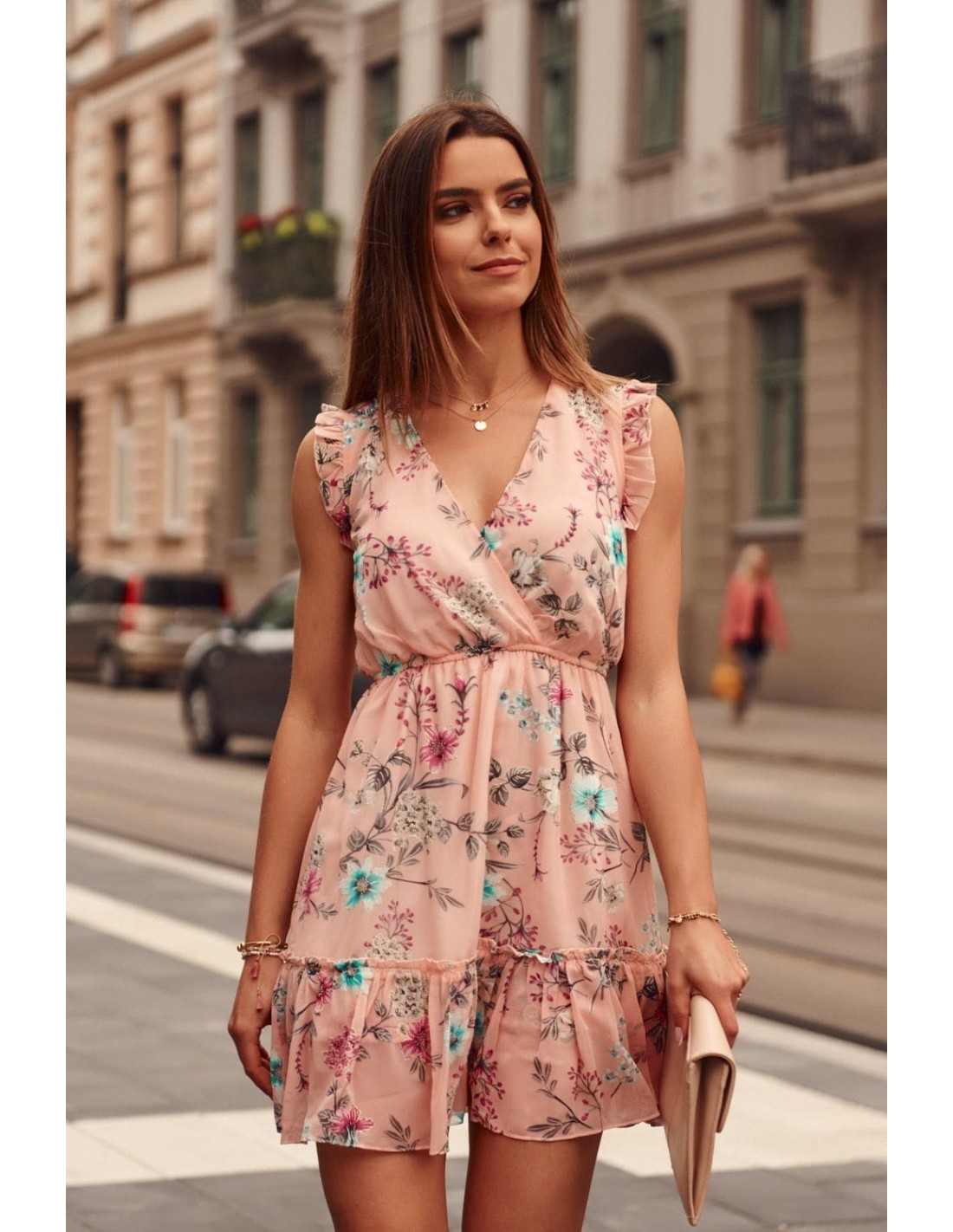 Delicate, powdery floral dress PR3187 - Online store - Boutique